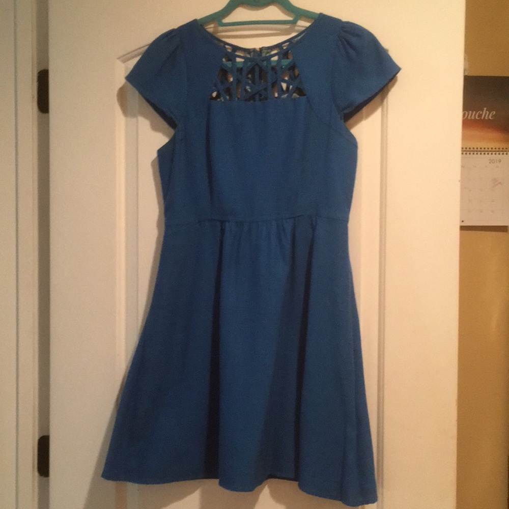 Blue Anthro Maeve Cut Outs Dress